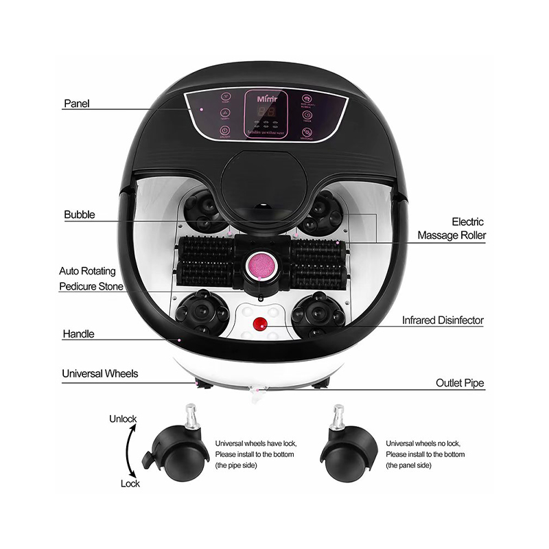 Masajeador automático de baño con spa para pies MM-18C con 8 rodillos de masaje y piedra pómez